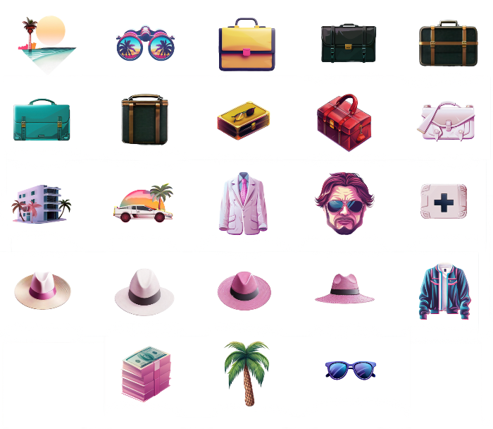 Miami Vice icon set preview